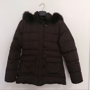 Tahari Genuine Fox Fur Down Parka